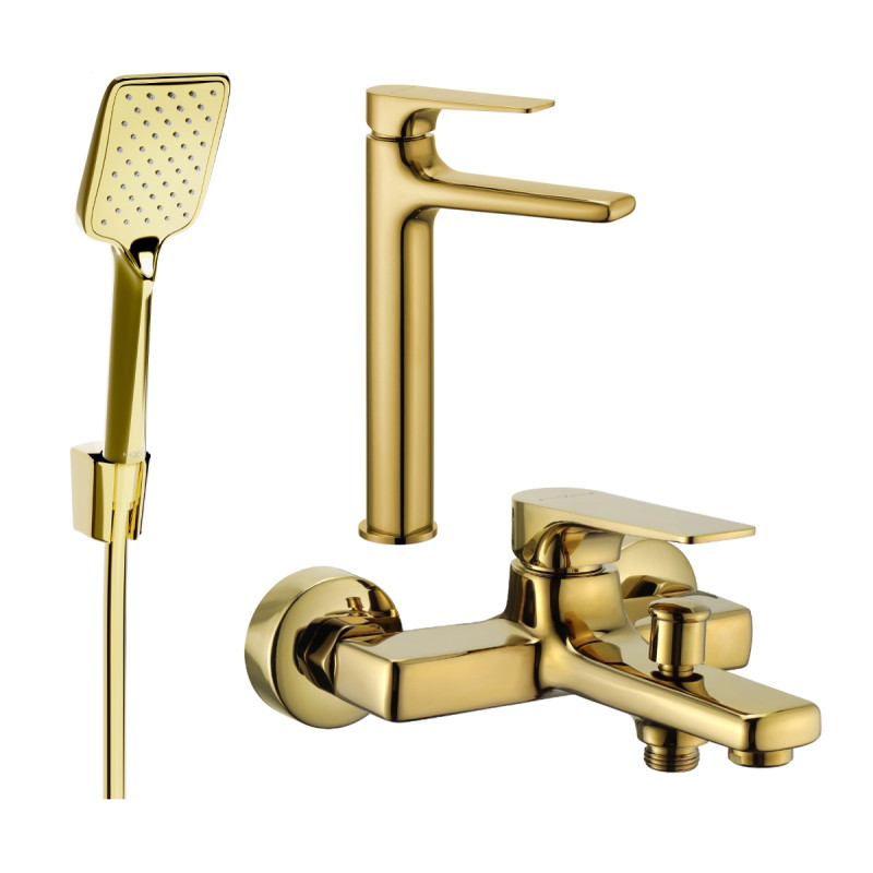 Mexen Lynx R62 bathtub set, gold - 745913R62-50