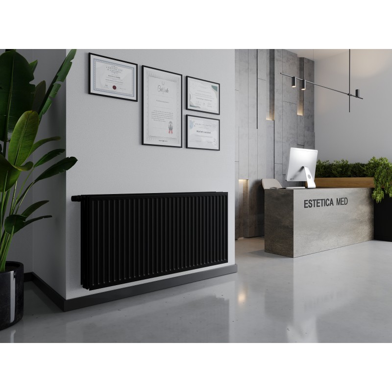 Mexen CVH30 Higienski ploščati radiator 400 x 2200 mm, spodnji priključek, 2412 W, črna - W630H-040-220-70