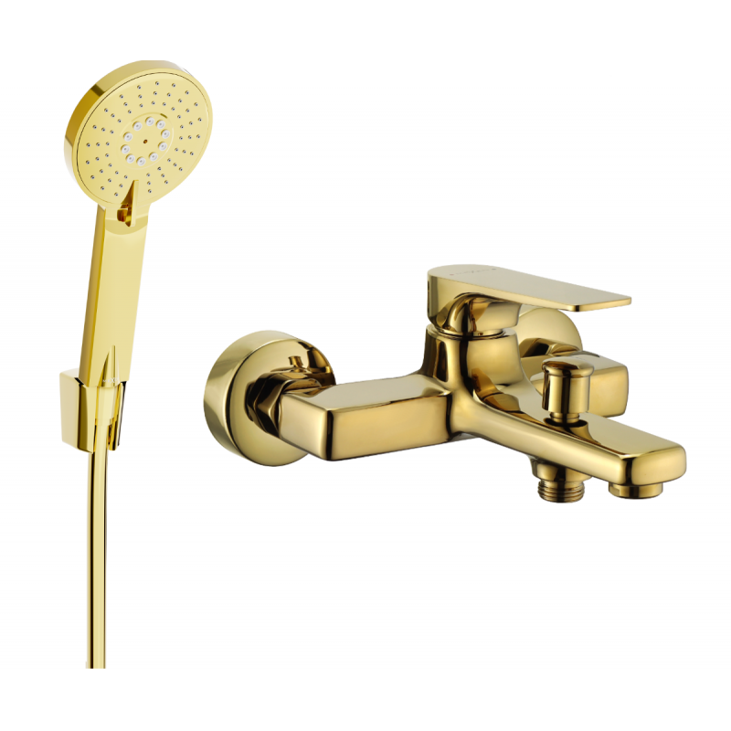 Mexen Lynx R40 Badewannenarmatur mit Duschset, Gold - 74593R40-50