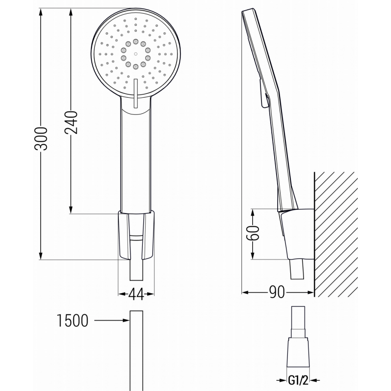 Mexen Lynx R40 baignoire avec ensemble de douche, noir - 74593R40-70