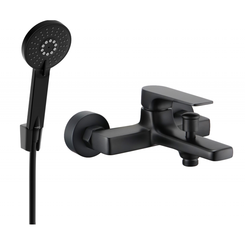 Mexen Lynx Misturadora de banheira R40 com conjunto de duche, preta - 74593R40-70