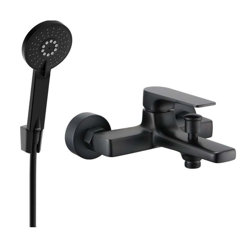 Mexen Lynx R40 Bath Faucet with Shower Set, Black - 74593R40-70