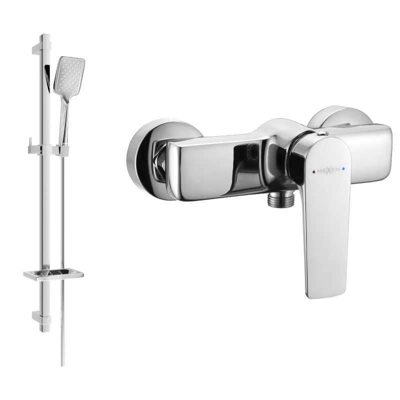 Mexen Lynx DQ62 Shower Faucet with Shower Set, Chrome - 74594DQ62-00