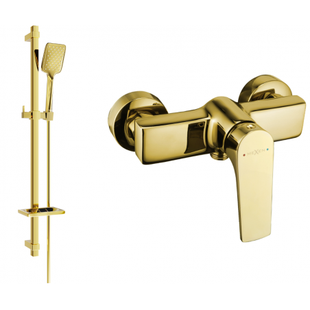 Mexen Lynx DQ62 shower faucet with shower set, gold - 74594DQ62-50