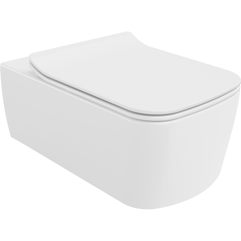 Mexen York Rimless WC Bowl with Slim Soft-Close Seat, Duroplast, Glossy White - 30114000