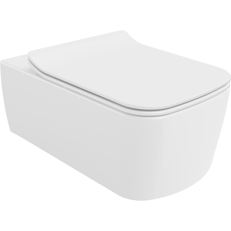 Mexen York Rimless WC-pott koos aeglaselt sulguva slim duroplast WC-kaanega, valge läikiv - 30114000