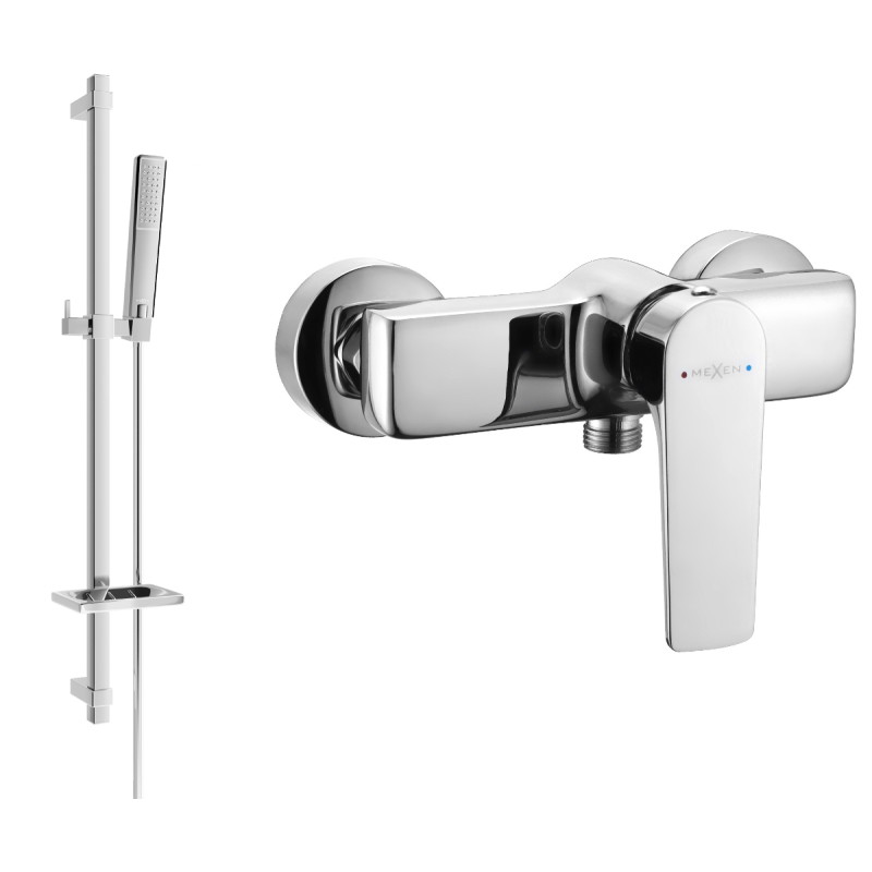 Mexen Lynx DQ72 Shower Faucet with Shower Set, Chrome - 74594DQ72-00