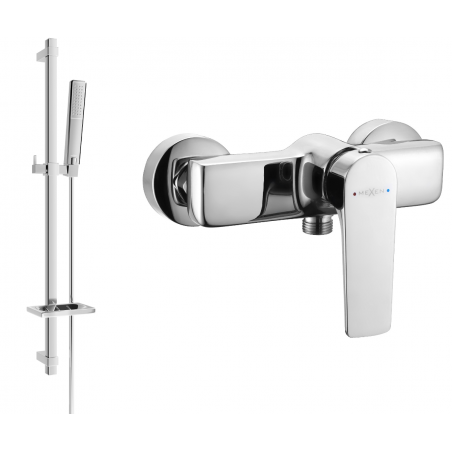 Mexen Lynx DQ72 shower tap with shower set, chrome - 74594DQ72-00