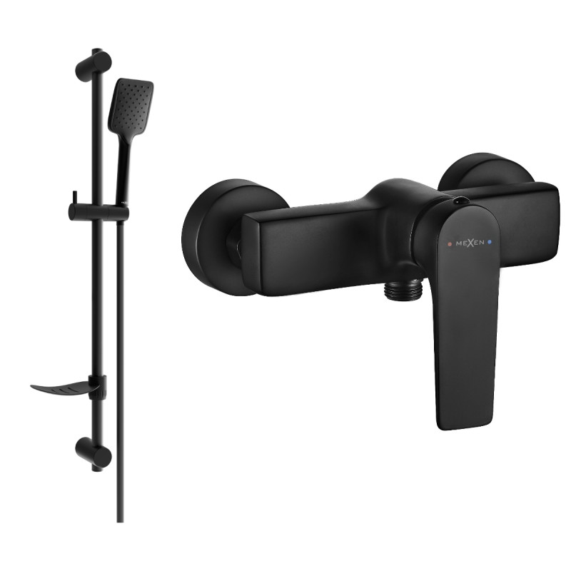 Mexen Lynx DF62 shower faucet with shower set, black - 74594DF62-70