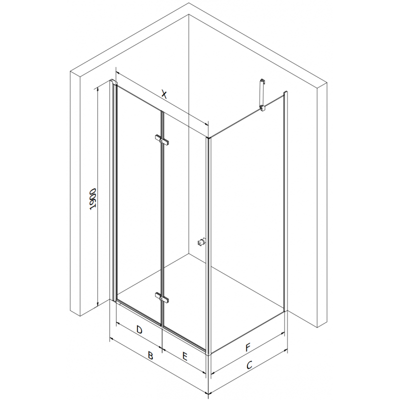 Mexen Lima cabine de duche dobrável 120 x 120 cm, transparente, preta - 856-120-120-70-00