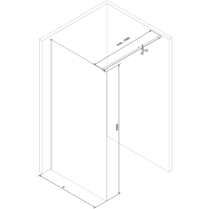 Mexen Kioto walk-in tuš pregrada 110 x 200 cm, grafit 8 mm, brušen nikel - 800-110-101-97-40