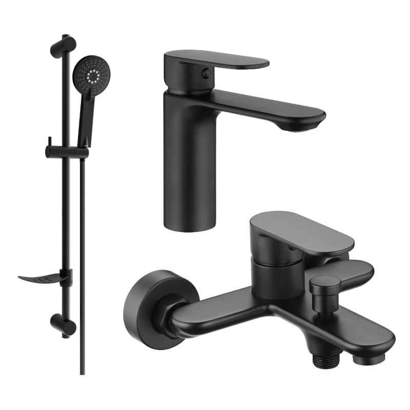 Mexen Milo DF40 Bathtub Set, Black - 71303DF40-70