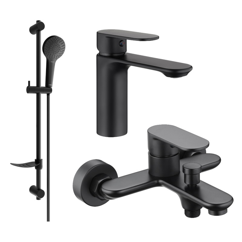Mexen Milo DF05 Bathtub Set, Black - 71303DF05-70
