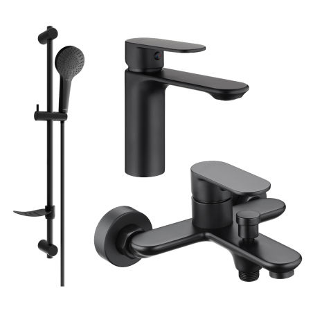 Mexen Milo DF05 bath set, black - 71303DF05-70