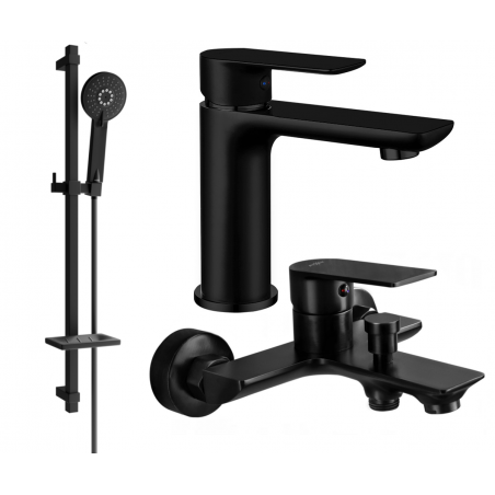 Mexen Alfa DQ40 Bath Set, Black - 745703DQ40-70