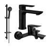 Mexen Alfa DQ40 Bath Set, Black - 745703DQ40-70