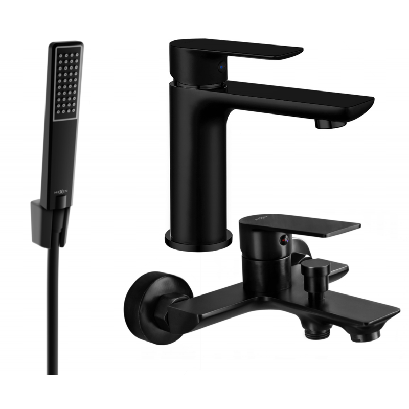 Mexen Alfa R72 bath set, black - 745703R72-70