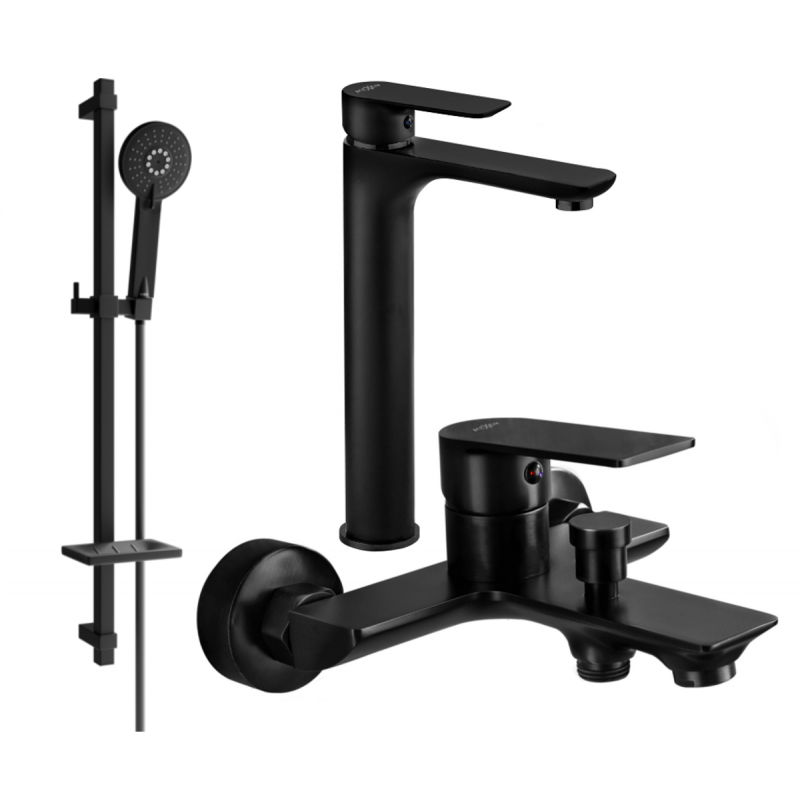 Mexen Alfa DQ40 bath set, black - 745713DQ40-70