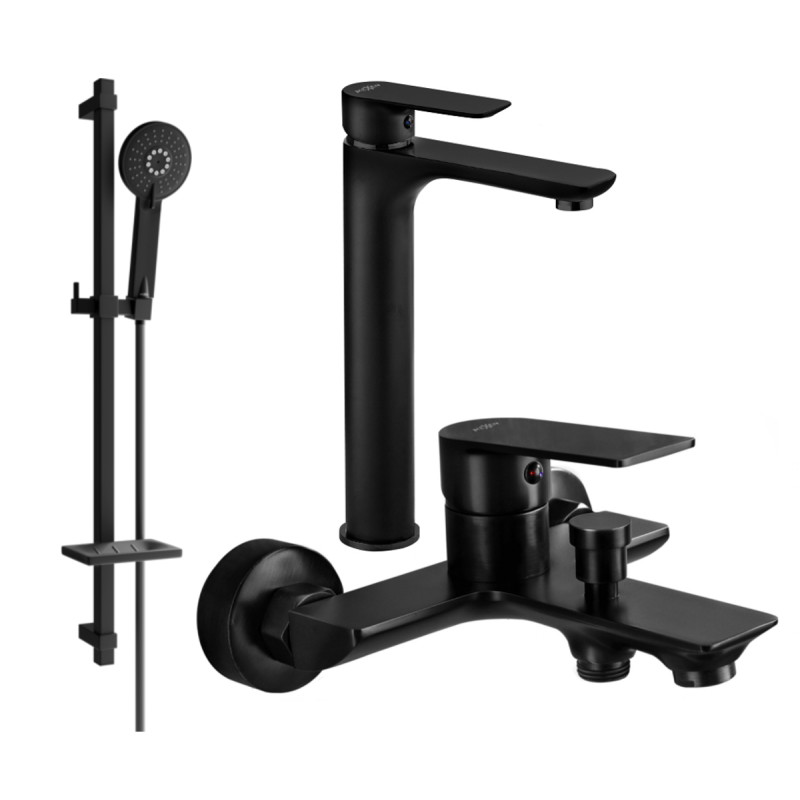 Mexen Alfa DQ40 Bathtub Set, Black - 745713DQ40-70