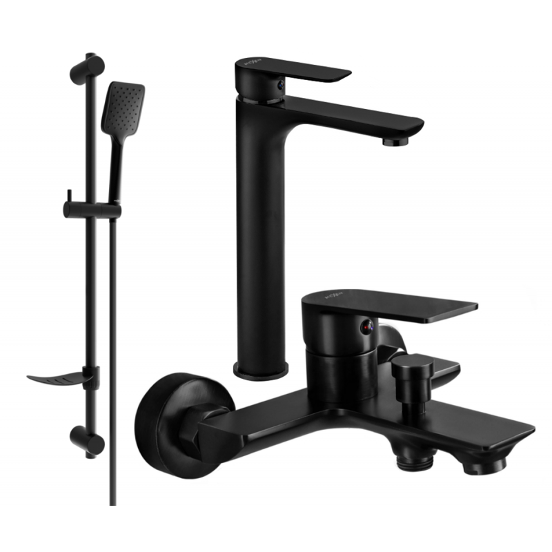 Mexen Alfa DF62 bath set, black - 745713DF62-70