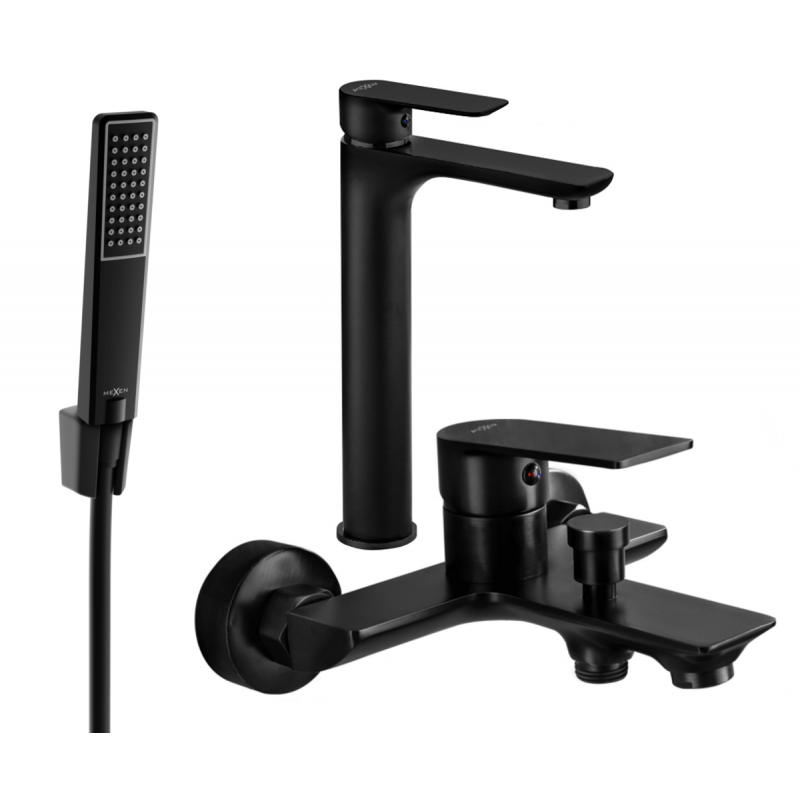 Mexen Alfa R72 conjunto para bañera, negro - 745713R72-70