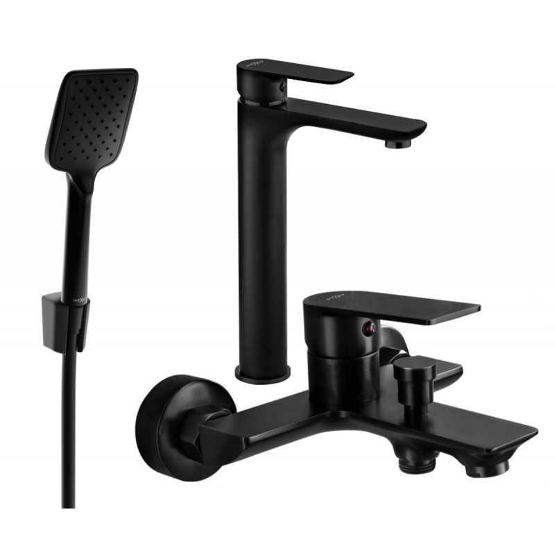Mexen Alfa R62 bath set, black - 745713R62-70