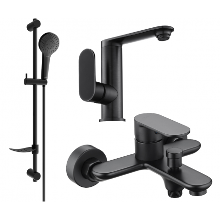 Mexen Milo DF05 bath set, black - 713053DF05-70