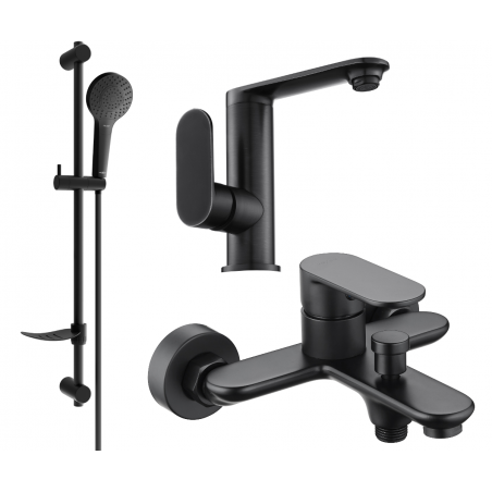 Mexen Milo DF05 bathtub set, black - 713053DF05-70