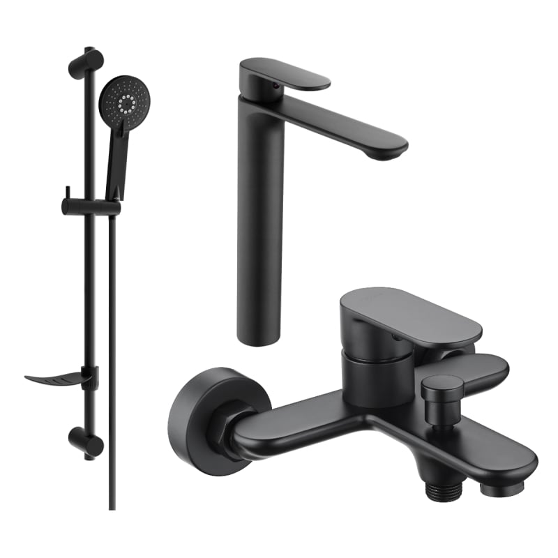 Mexen Milo DF40 Bathtub Set, Black - 71313DF40-70