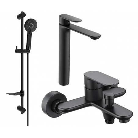 Mexen Milo DF40 bath set, black - 71313DF40-70