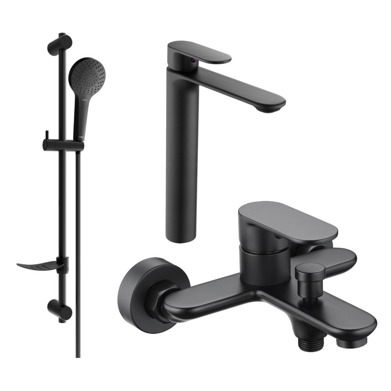 Mexen Milo DF05 set za kadu, crni - 71313DF05-70