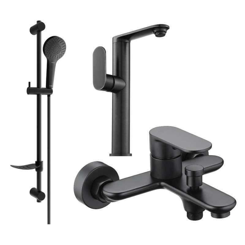 Mexen Milo DF05 Bathtub Set, Black - 713153DF05-70