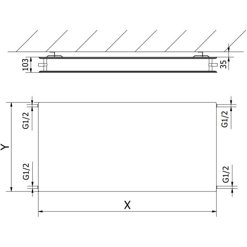 Mexen CHF20 Hygiene Flat plaadiga radiaator 500 x 800 mm, külgmine ühendus, 690 W, must - W420HF-050-080-70