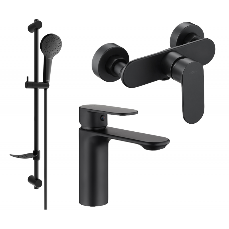 Mexen Milo DF05 shower set, black - 71304DF05-70