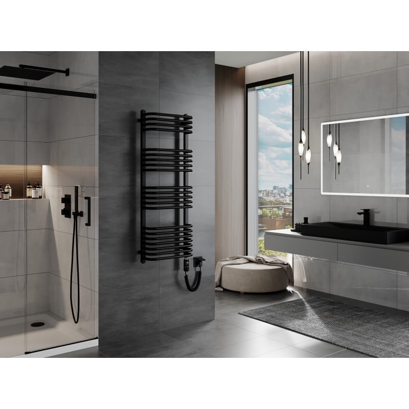 Mexen Apollo elektrisk radiator 1210 x 450 mm, 600 W, svart - W117-1210-450-2600-70