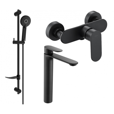 Mexen Milo DF40 shower set, black - 71314DF40-70