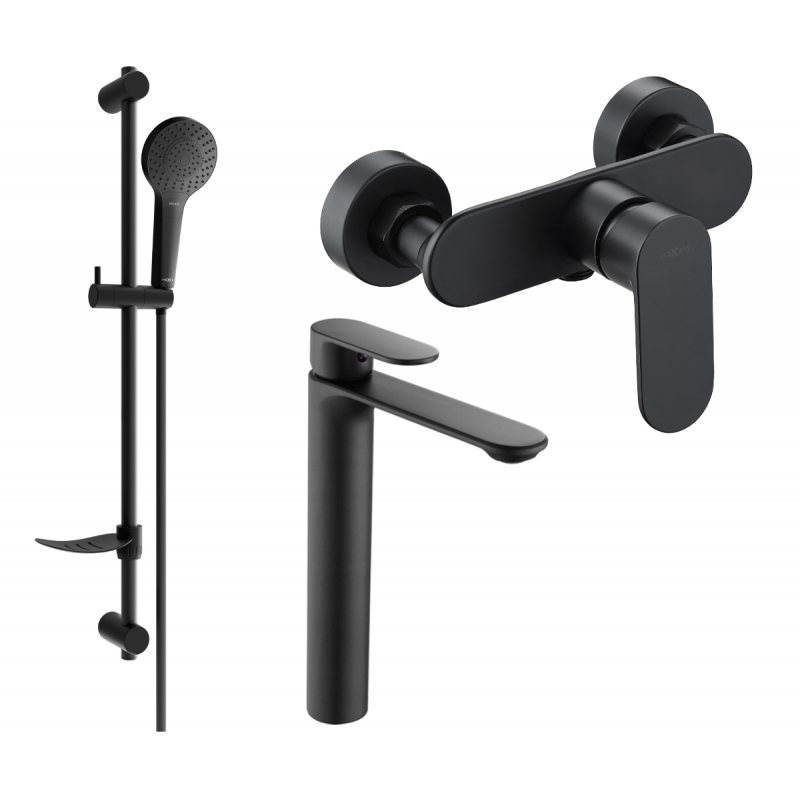 Mexen Milo DF05 shower set, black - 71314DF05-70