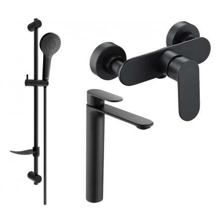 Mexen Milo DF05 Dusch-Set, schwaarz - 71314DF05-70