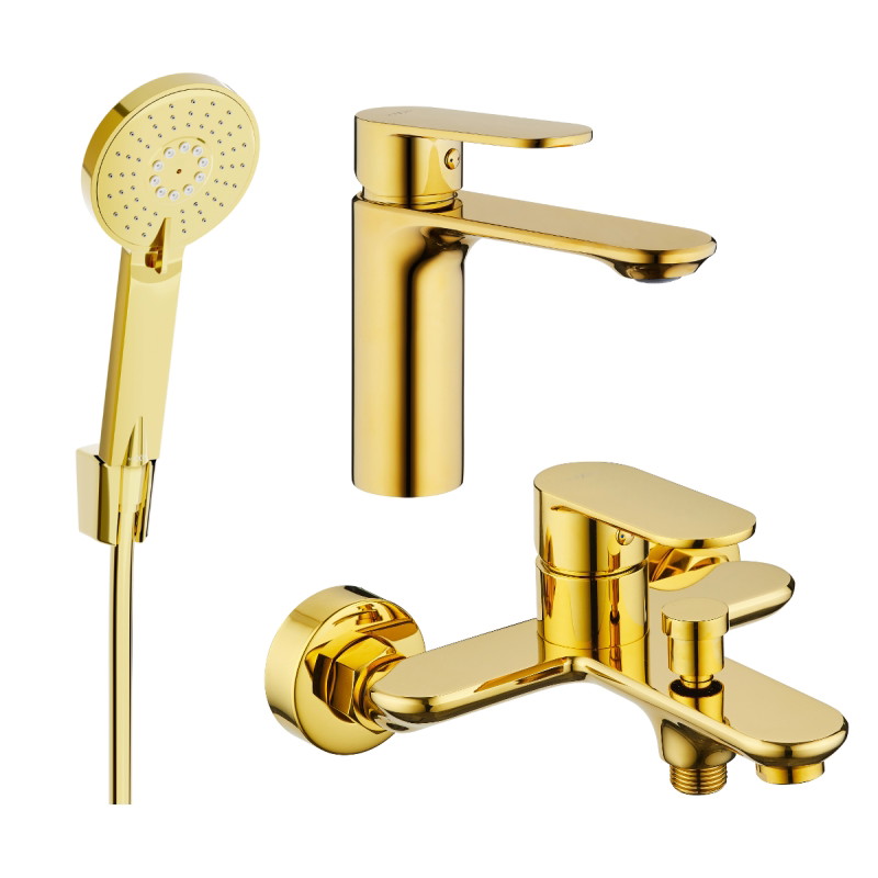 Mexen Milo R40 bathtub set, gold - 71303R40-50
