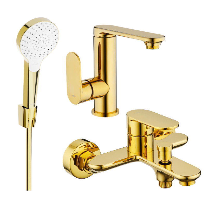 Mexen Milo R05 bathtub set, gold - 713053R05-50