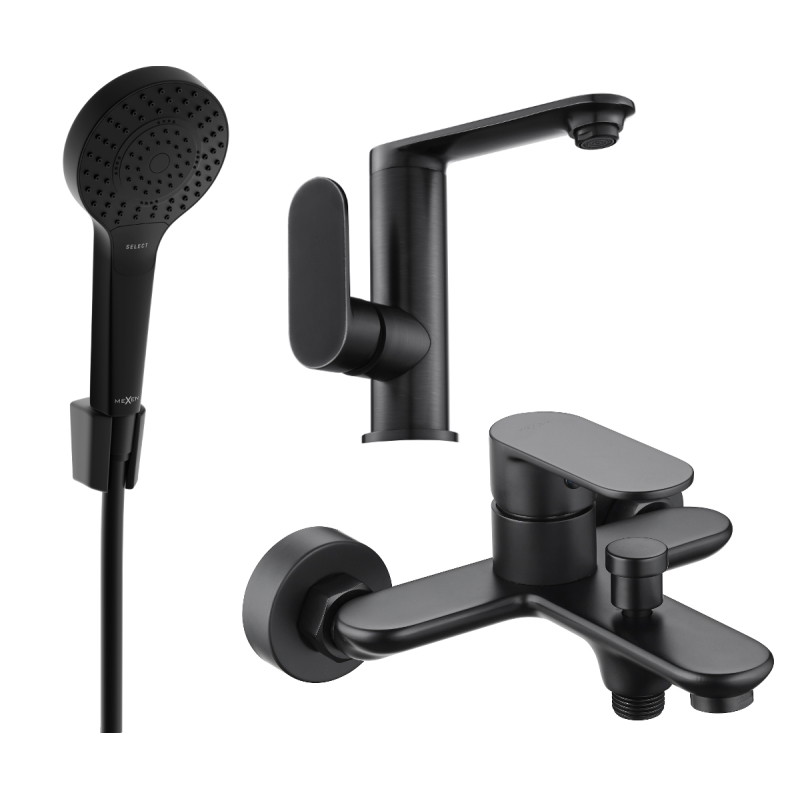 Mexen Milo R05 bathtub set, black - 713053R05-70
