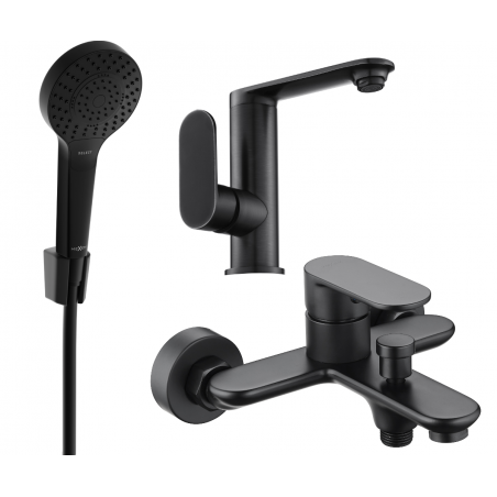 Mexen Milo R05 bathtub set, black - 713053R05-70