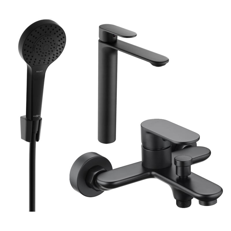 Mexen Milo R05 bathtub set, black - 71313R05-70