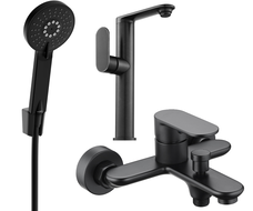 Mexen Milo Σετ μπανιέρας R40, μαύρο - 713153R40-70