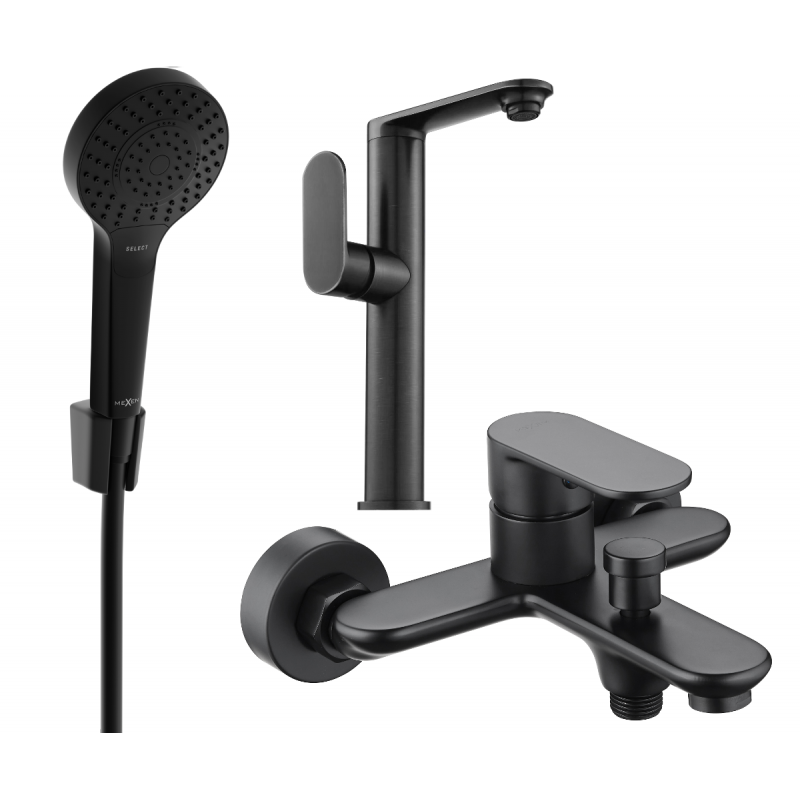 Mexen Milo R05 conjunto de bañera, negro - 713153R05-70