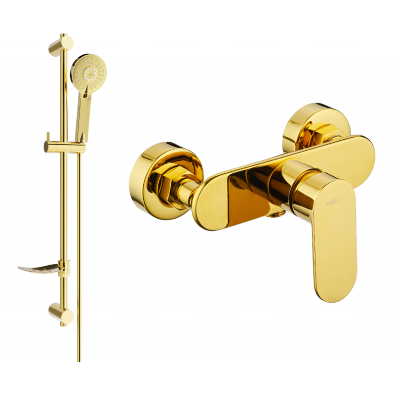 Mexen Milo DF40 douchekraan met doucheset, goud - 7134R40-50