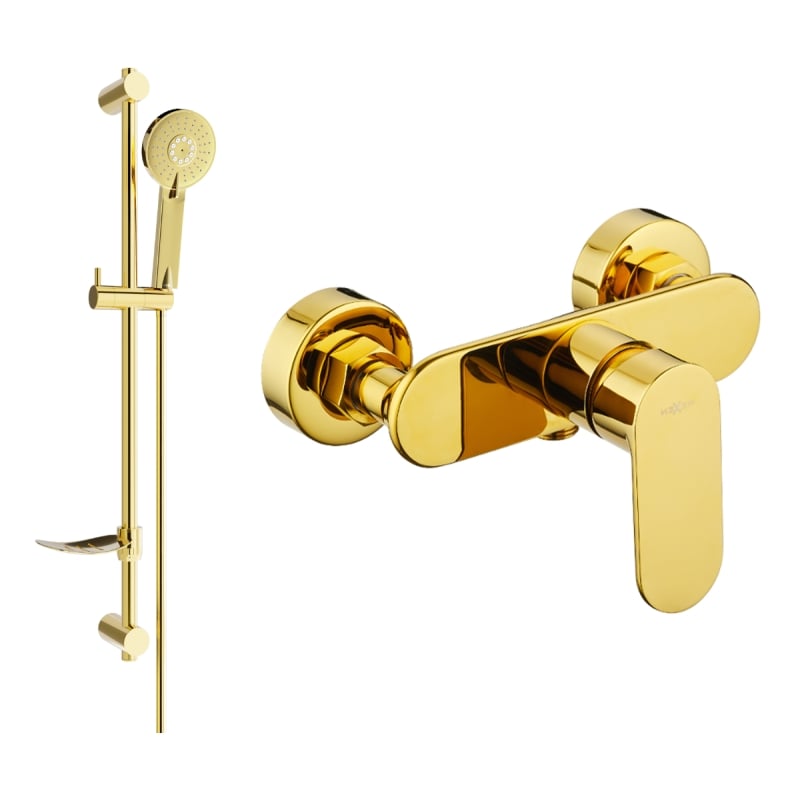 Mexen Milo DF40 shower faucet with shower set, gold - 7134R40-50