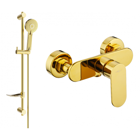 Mexen Milo DF40 shower faucet with shower set, gold - 7134R40-50