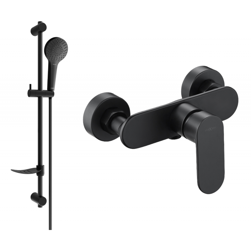 Mexen Milo DF05 rubinetto doccia con set doccia, nero - 7134R05-70