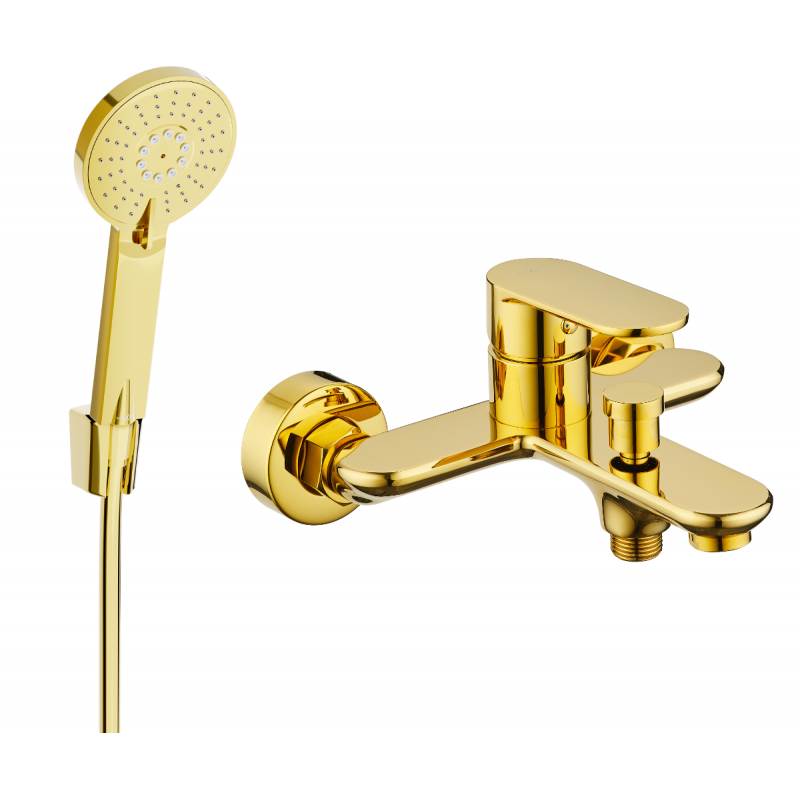 Mexen Milo R40 torneira de banheira com conjunto de chuveiro, dourada - 7133R40-50